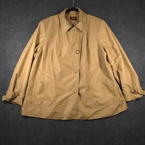 Gallery Woman Gold Raincoat Windbreaker 2X Asymmetric Front A Line Lightweight